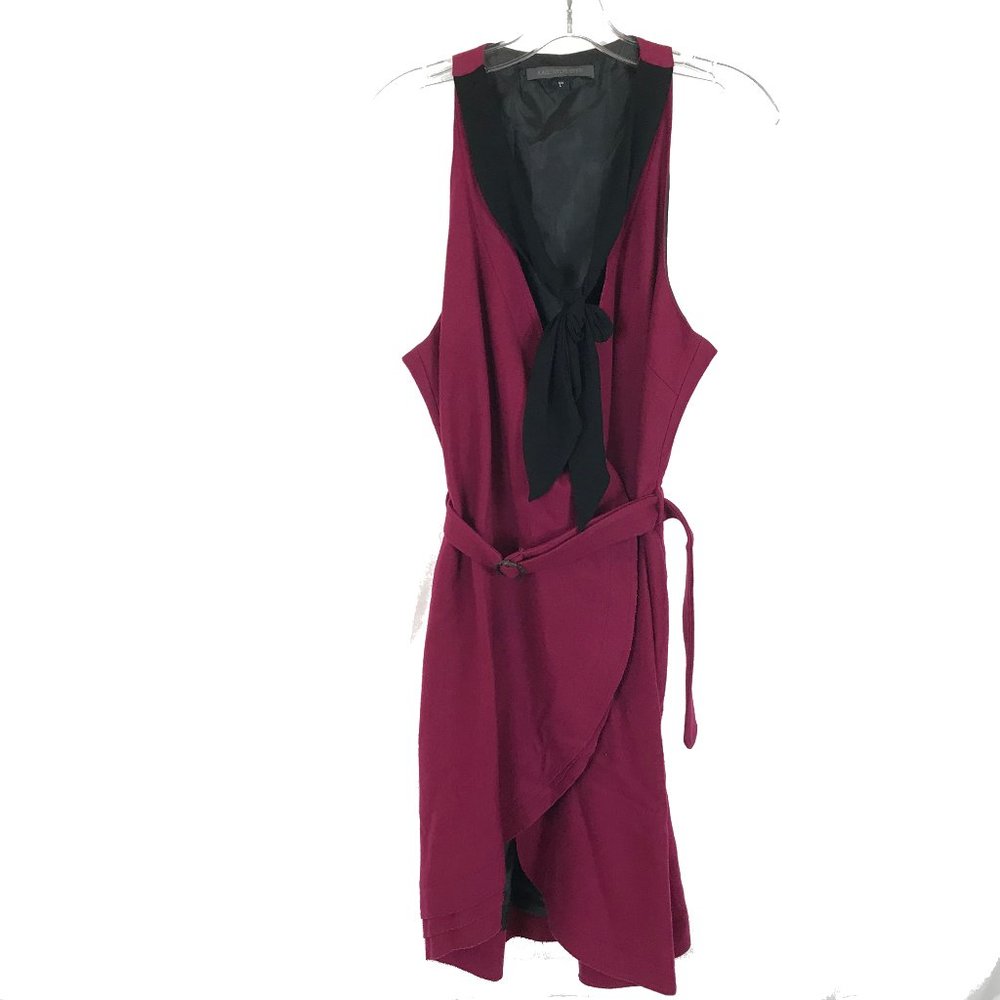 Large Kate Sylvester Wool Front Tie Wrap Dress